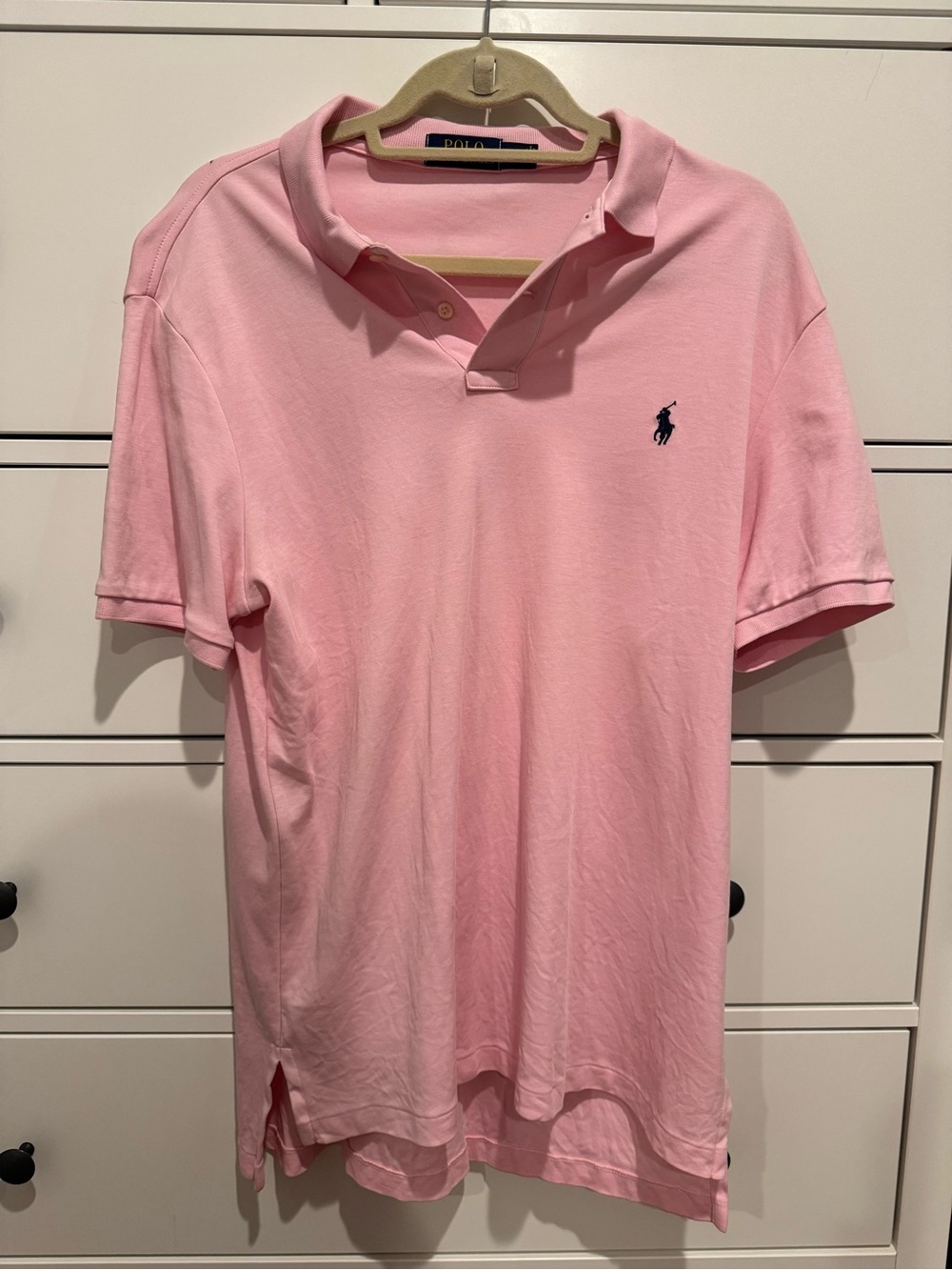 Ralph Lauren Men’s Polo Shirt in Light Pink with Navy Pony